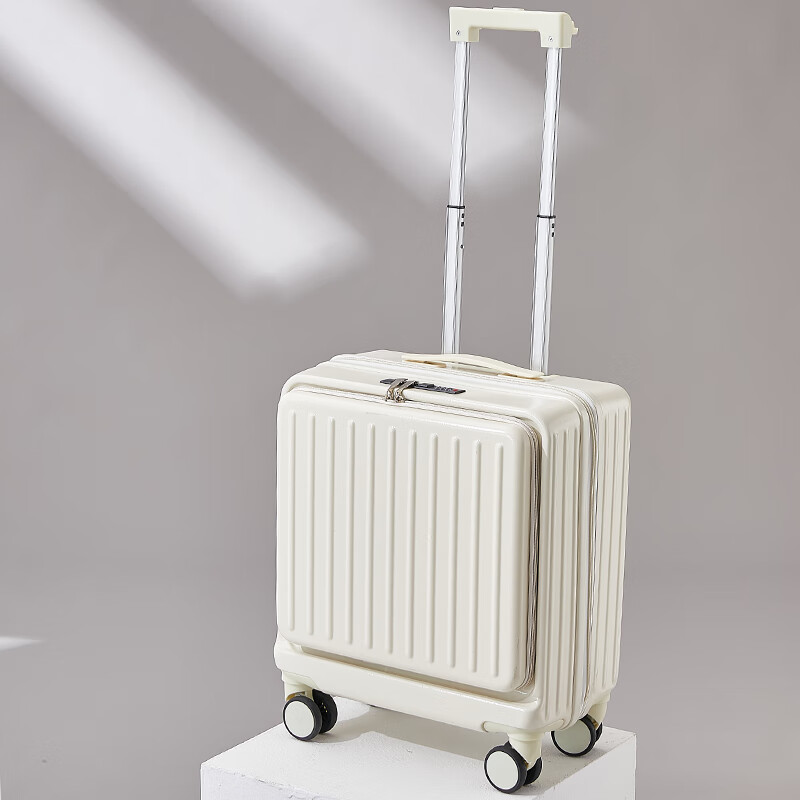 袋鼠前置开口小型行李箱女轻便登机箱20寸拉杆旅行密码拉链款皮箱子男