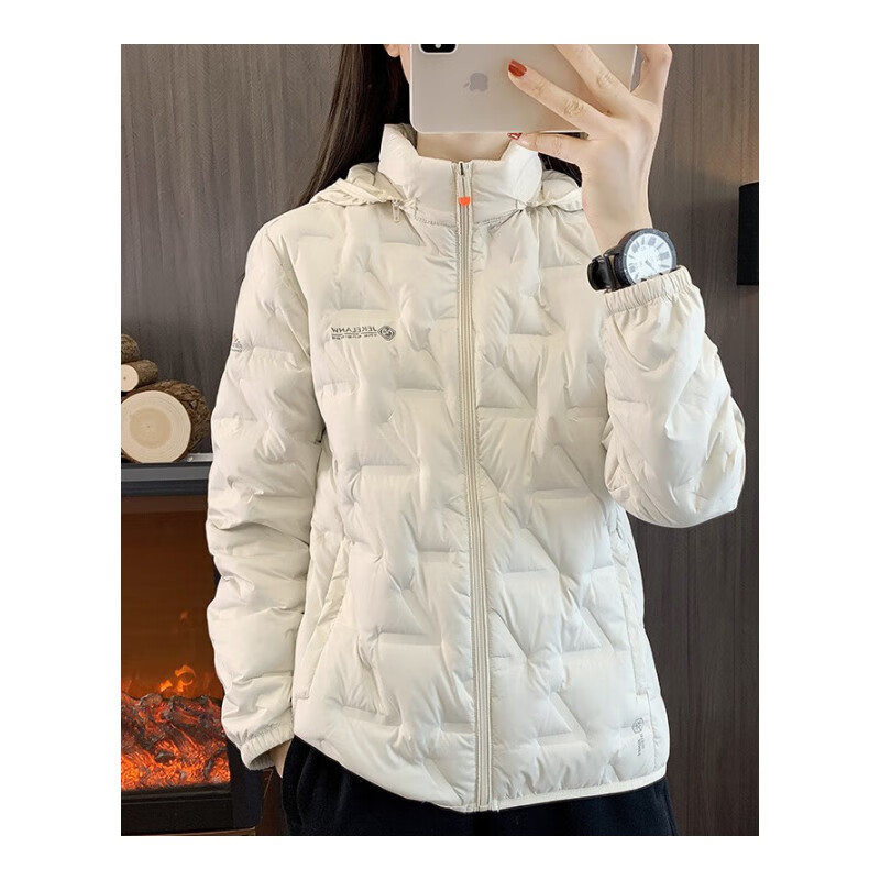 泰起2026年新款轻薄羽绒服女立领白鸭绒秋冬季上衣小个子短款休闲外套 中灰68517帽可脱卸 M
