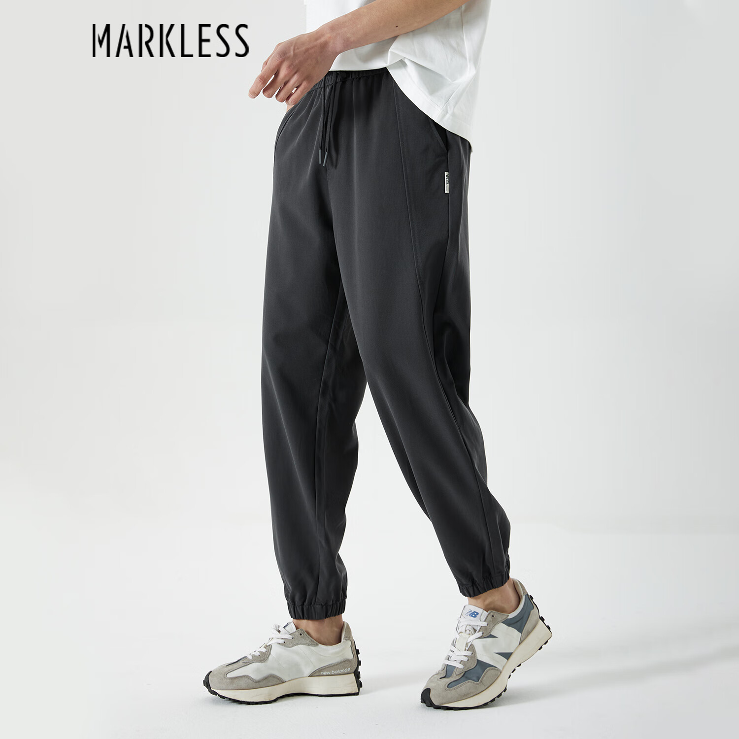 MARKLESS新款休閑褲男士寬松垂感長褲2025春款斜紋肌理錐形褲子CLB4841M 灰色 30