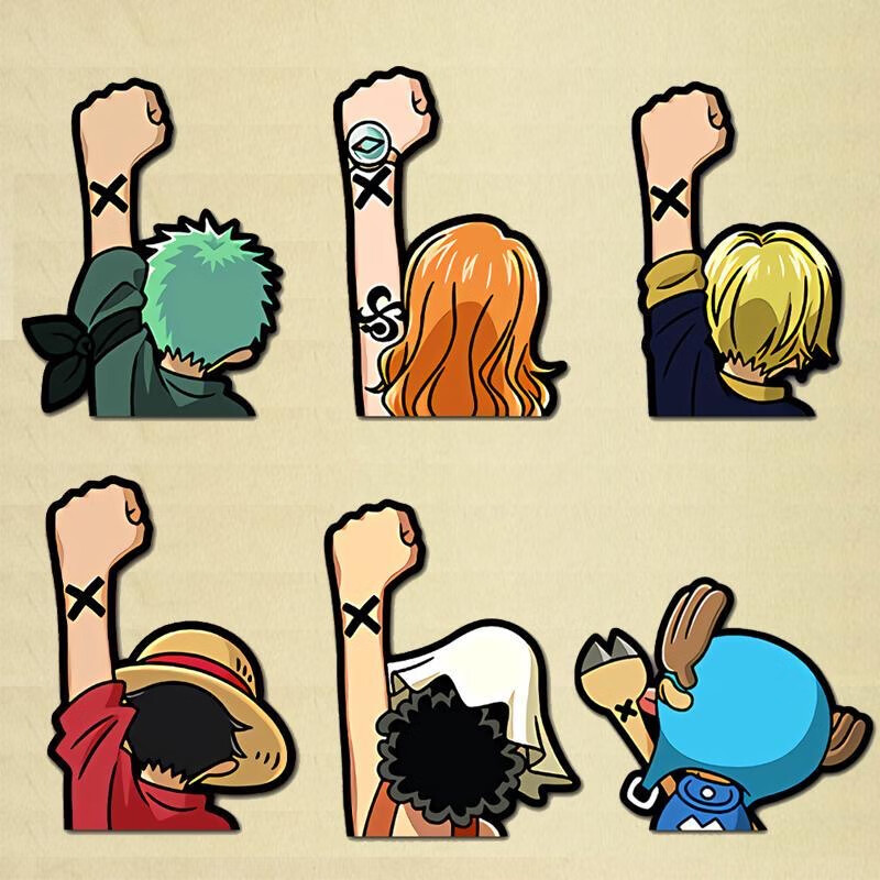 小城伊香海贼王汽车贴纸卡通路飞乔巴索隆背影后窗车贴个性创意遮盖