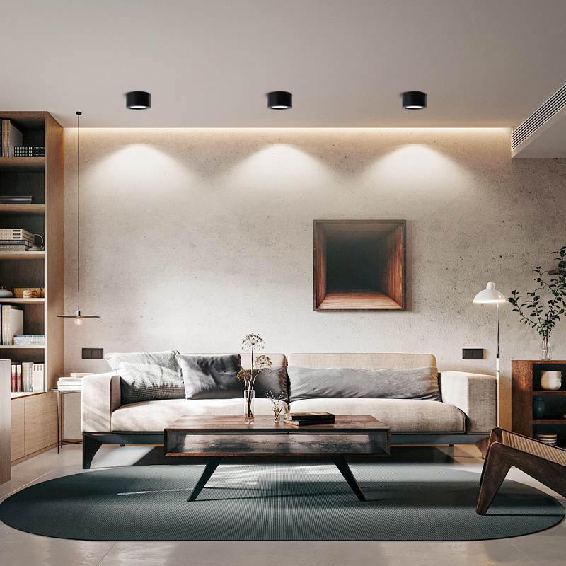 led圆形天花灯过道灯走廊免开孔客厅家用商用明装射灯 白色明装筒灯3