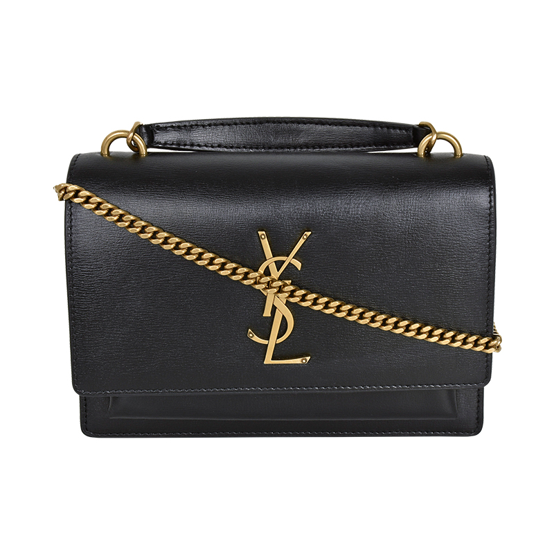 ysl 圣罗兰/女士logo单肩斜挎手提包 黑色