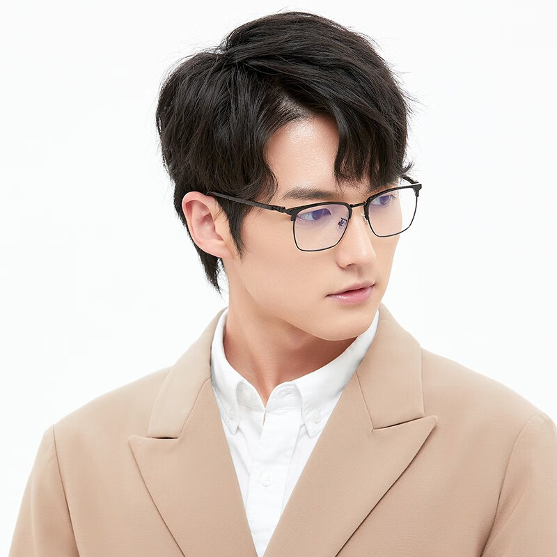 恋上防蓝光眼镜男大脸超轻平光0度学生护目眼镜 黑框(无度数防蓝光)
