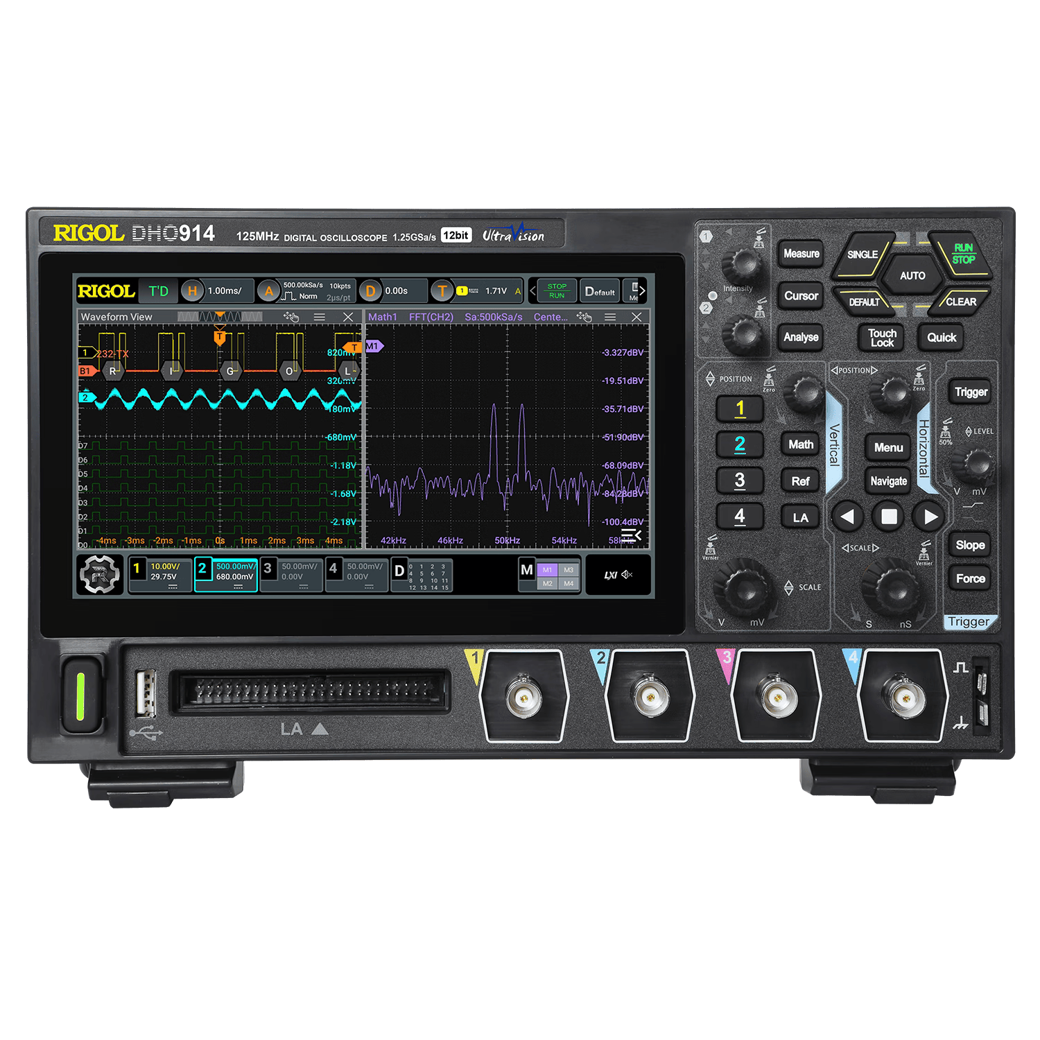 RIGOL普源 DHO914 数字示波器 125MHz 四通道12bit示波器