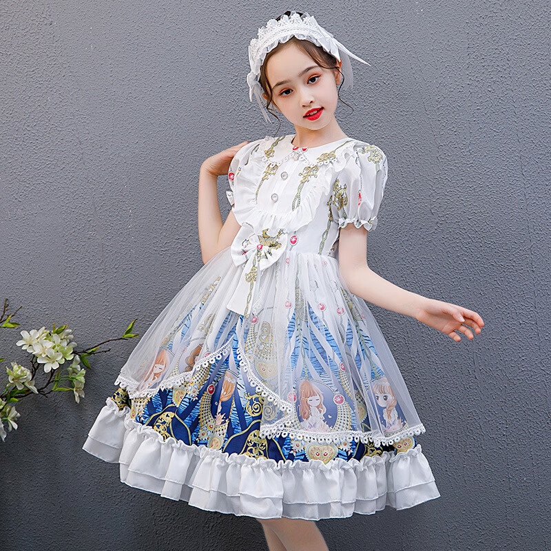 萌夫2024儿童洋气洛丽塔裙子女童萝莉塔公主裙短袖夏季新款童装 110dx