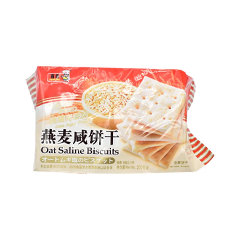燕麦咸饼干办公室小零食添加燕麦苏打早餐小包装 咸燕麦饼干200g