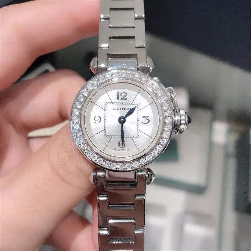 卡地亚女表帕莎系列石英w3140007后镶钻27mm瑞士奢侈品二手手表钟表