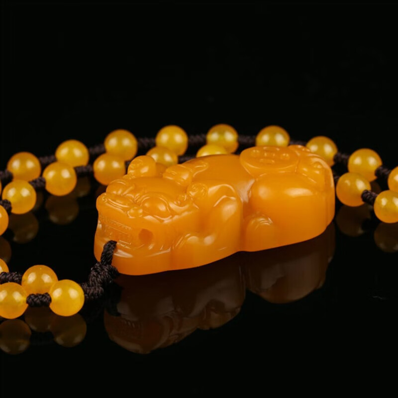 snqp云南黄龙玉鸡油黄 水草貔貅黄蜡石吊坠挂件 男女情侣款金丝黄玉