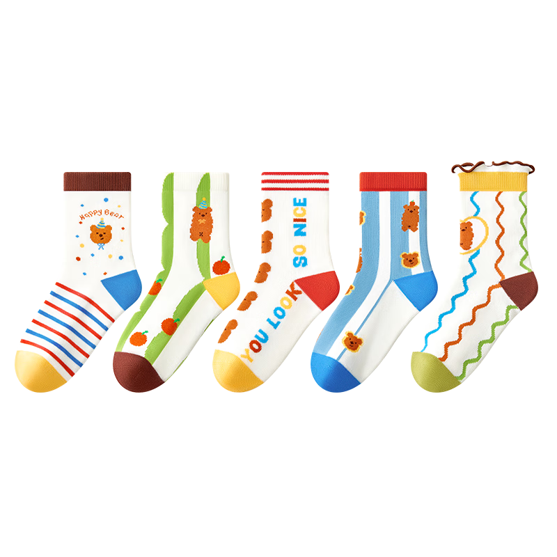 贝比儿童袜子春秋纯棉男童ins潮流青少年防臭吸汗运动夏季大童中筒袜