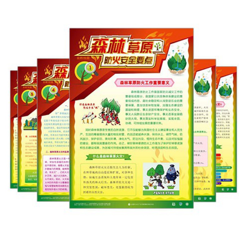 2022年防灾减灾周主题 减轻灾害风险 守护美好家园 2022年安全生产月咨询日活动宣传品 ZAG0096森林草原防火安全要点宣教挂图 6张