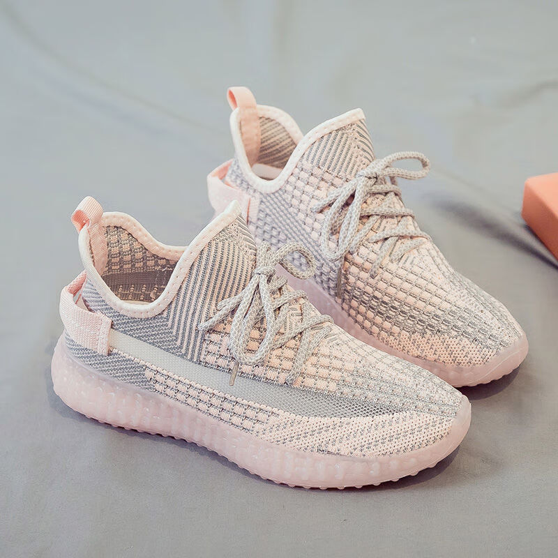 FSAT椰子鞋女学生韩版2026春夏季新款飞织鞋网面透气运动鞋休闲跑步鞋 222粉色果冻底 38