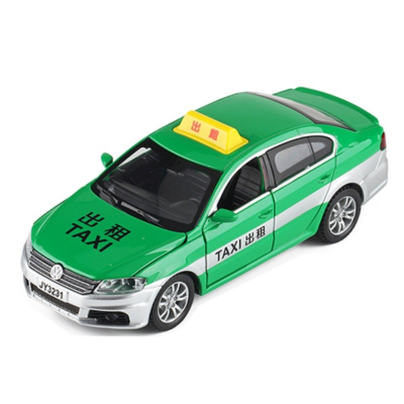 计程车大众声光合回力合金儿童玩具车 大众出租车-绿色