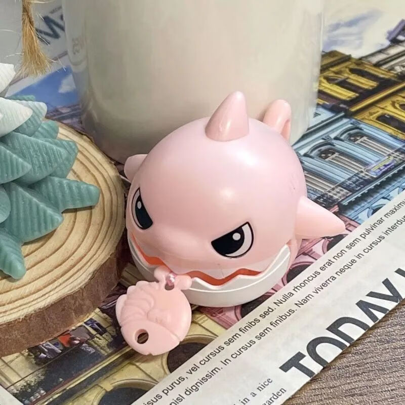 鲨鱼挂件拉线咬牙可爱小鲨鱼卡通随身挂件贈朋友玩具【预售】 粉色