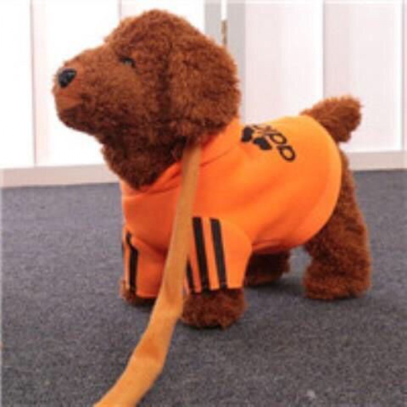 儿童电动毛绒玩具狗女孩走路会唱歌会叫会动的仿真狗 橙色 充电款120