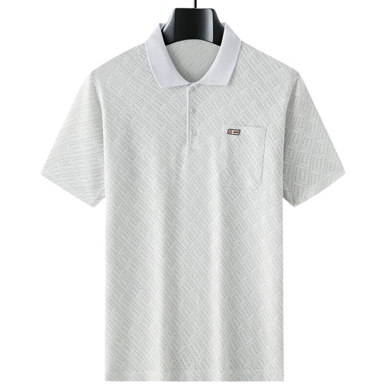 装夏季中老年男士短袖t恤透气亚麻棉大码短袖上衣爷爷半袖t恤 浅灰色