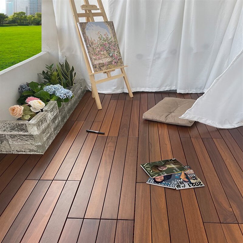 奔新农(benxinnong)防腐木地板纯实木阳台地板自铺改造木板 重蚁木 60