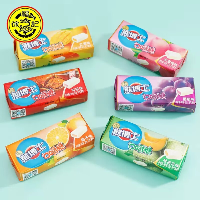 徐福记熊博士口嚼糖22g*12条水果汁软糖可乐六一儿童节休闲零食品