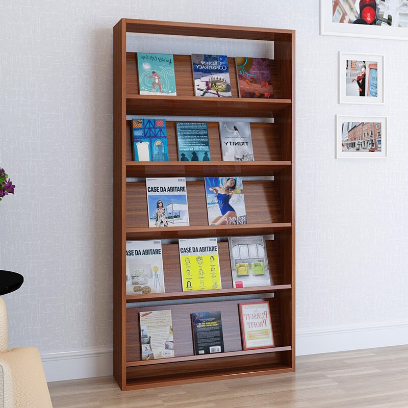 木质杂志报刊架宣传展示架落地创意图书架文件书柜办公资料柜 3层长60