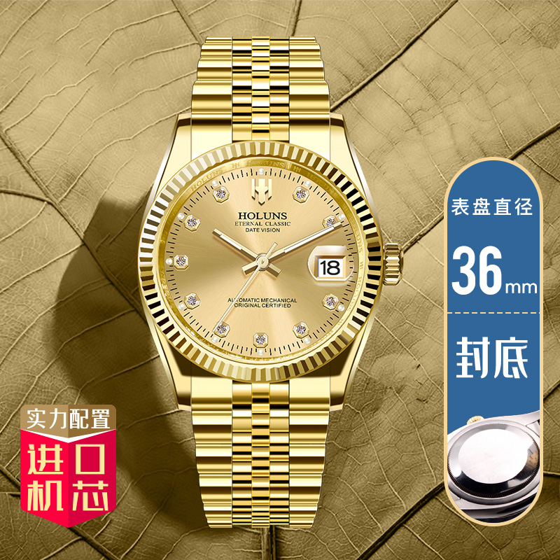 豪伦诗(holuns)holuns男士全自动机械手表透底商务男 r006全金封底-36