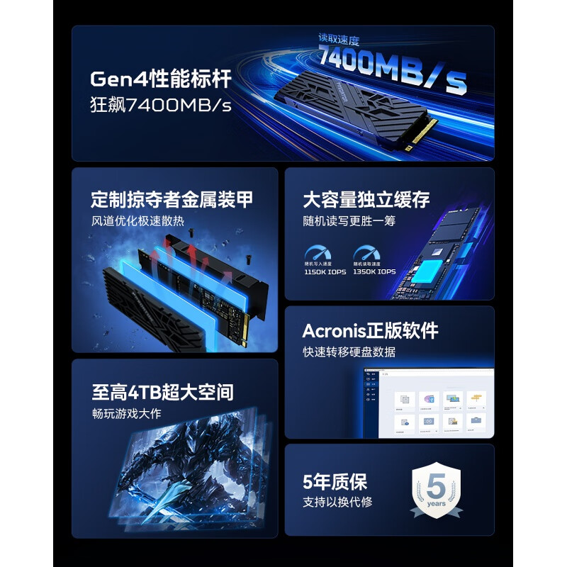 �곞�Ӷ��ߣ�PREDATOR���Ӷ���GM7 GM7000 GM3500 SSD��̬Ӳ�� M.2(NVMe) PCIe4.0 GM7000(�л����׿�) 2TB