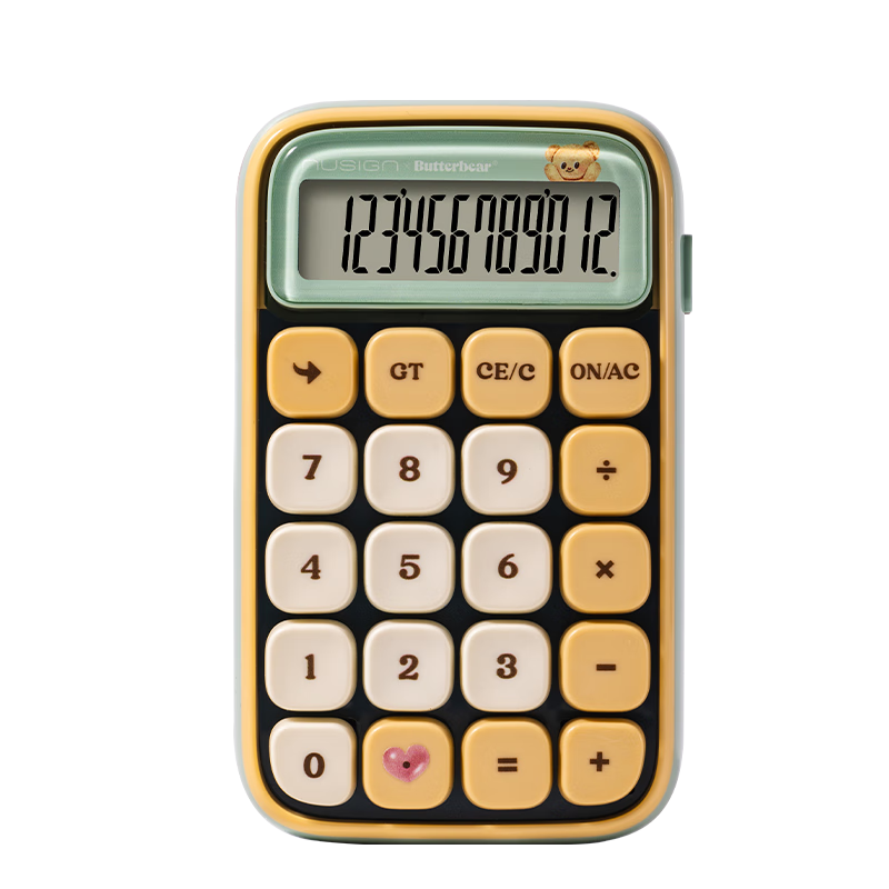 得力(deli)黄油小熊机械按键计算器 桌面/手持时尚圆点按键计算器 办公用品 NS043-B绿色