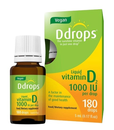 加拿大ddrops素食者维生素d2滴剂 1000iu钙吸收180滴5ml 0滴5ml