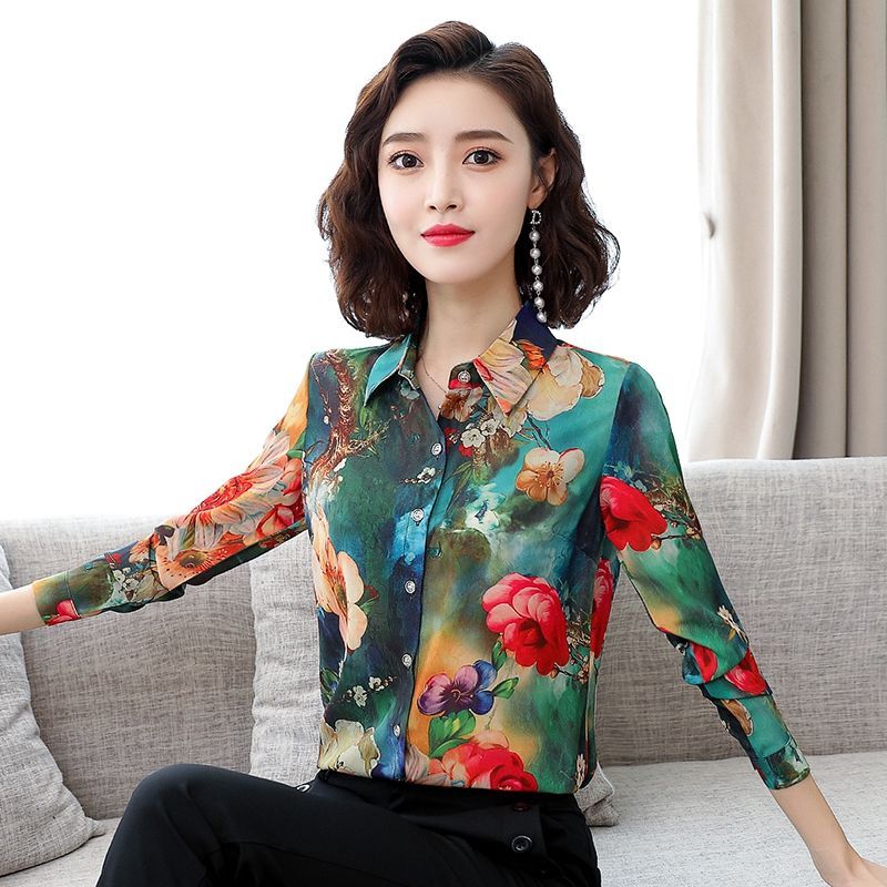 衬衣女春夏季新款气质时尚印花格子小众设计休闲衬衫女装 7006#红绿色