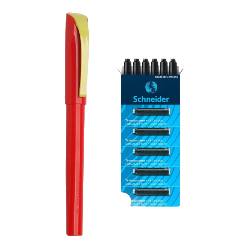 Schneider施耐德圣诞礼物都市活力彩杆钢笔小学生三到四五六年级专用初学者矫正握姿书法练字墨水笔免费刻字 都市活力红色加5盒墨胆 EF尖0.35mm