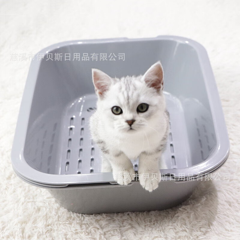 卡罗弗（kaluofu）三合一免铲猫砂盆猫厕所开放式三层网格叠加使 墨绿色 L:50.8×37.5×11.3cm