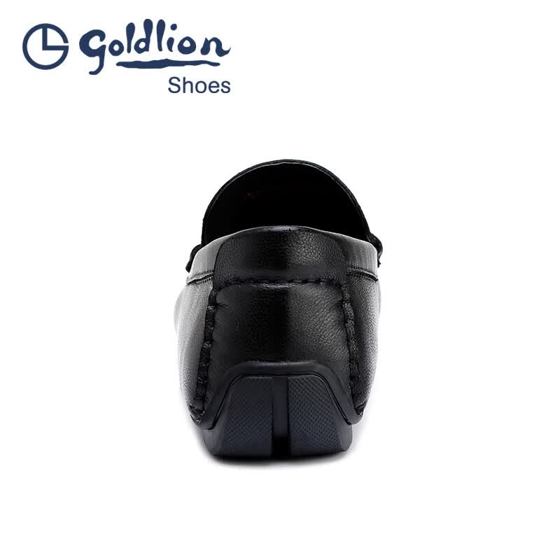 金利来(Goldlion)男鞋 一脚蹬软皮豆豆鞋 男士圆头商务休闲皮鞋 乐福鞋 黑色 38 比标准码皮鞋偏大一码