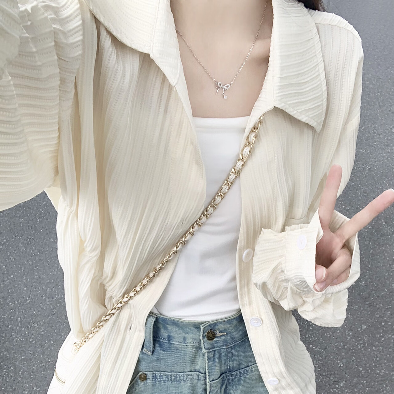 的有气质女装法式棉麻外套夏设计感小众薄款亚 杏色衬衫【优质版】 m