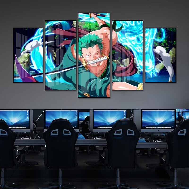 海贼王路飞索隆日式动漫海报挂画电竞房装饰画儿童房背景墙壁画 草帽