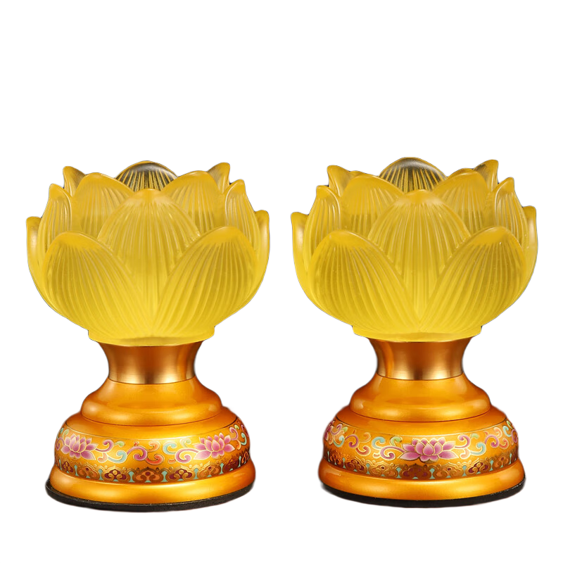 蓮花燈led充電琉璃佛供燈供佛燈家用佛堂套裝插電佛前供燈長(cháng)明燈 【充插兩用】6寸花苞款一對（三色可調）