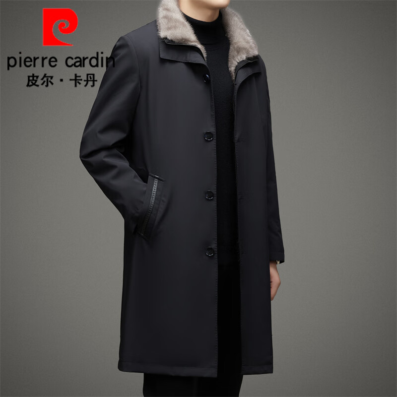 皮尔卡丹（pierre cardin）水貂内胆尼克服男超长款大衣过膝真皮皮草整貂外套派克服 黑色拼貂 165 46属于什么档次？