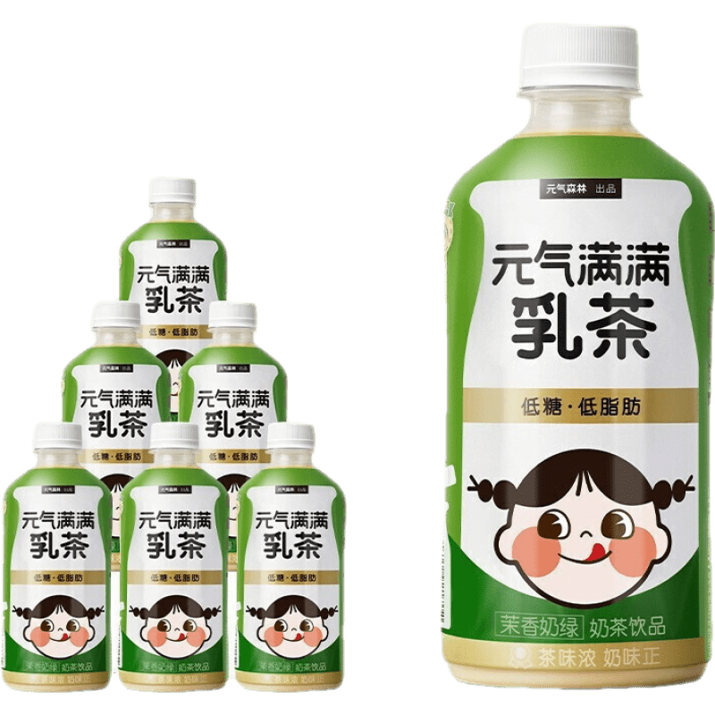 【TG1】元气森林出品 元气满满奶乳茶低脂肪饮料口味可选（10-12月产） 茉香奶绿 450mL*6瓶