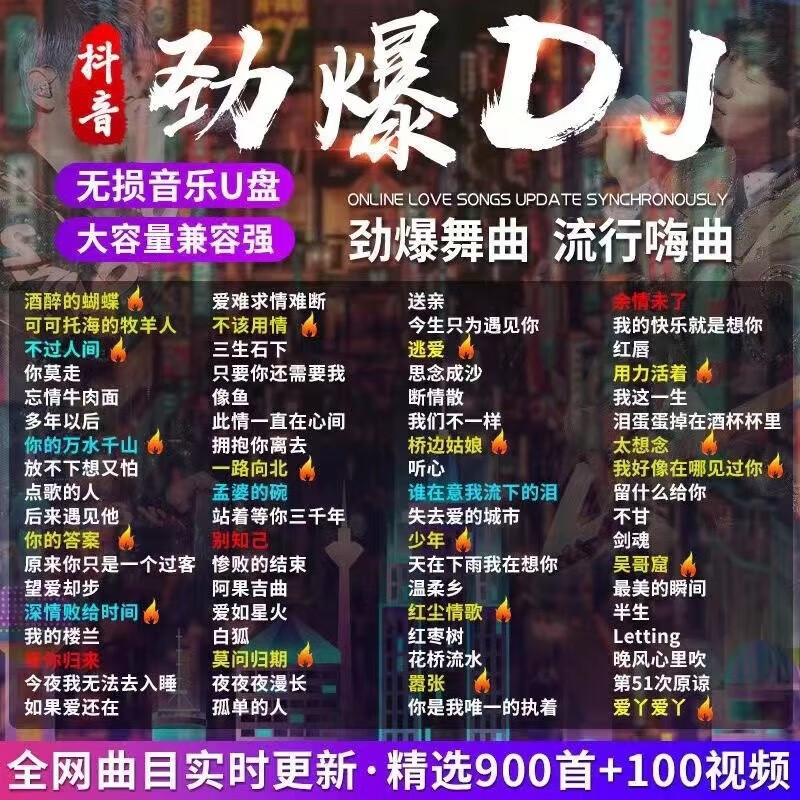 金耳朵汽车载u盘歌曲无损高音质车用2024抖音劲爆DJ舞曲dj音乐优盘 16G1300首