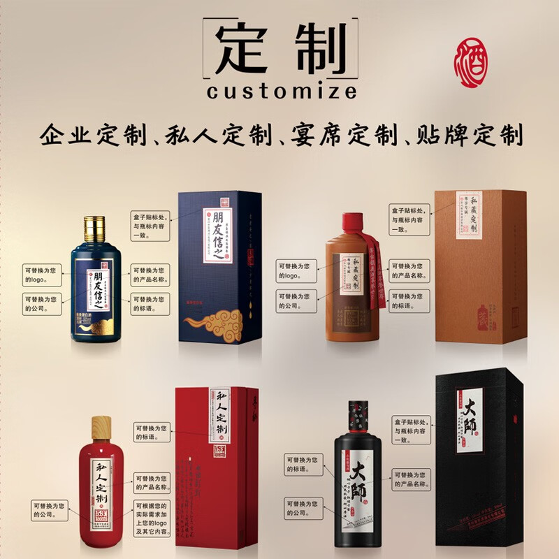 【陈掌门】贵州茅台镇酱香型白酒53度 企业定制私人定制婚庆定制满月