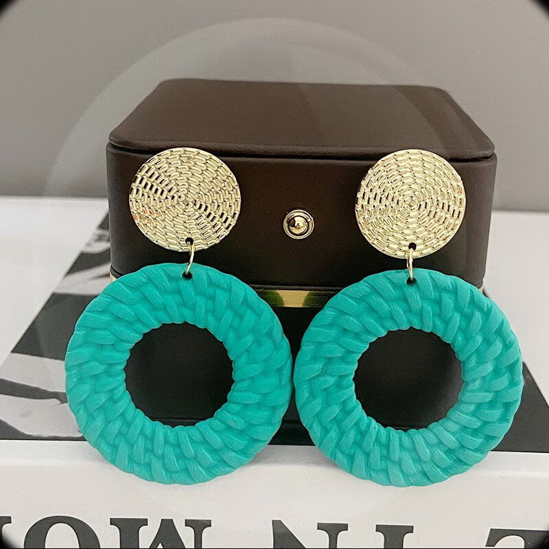 碧允糖果彩色圆环耳环女2023年新款潮耳饰夸张气质小众设计感耳钉 芙