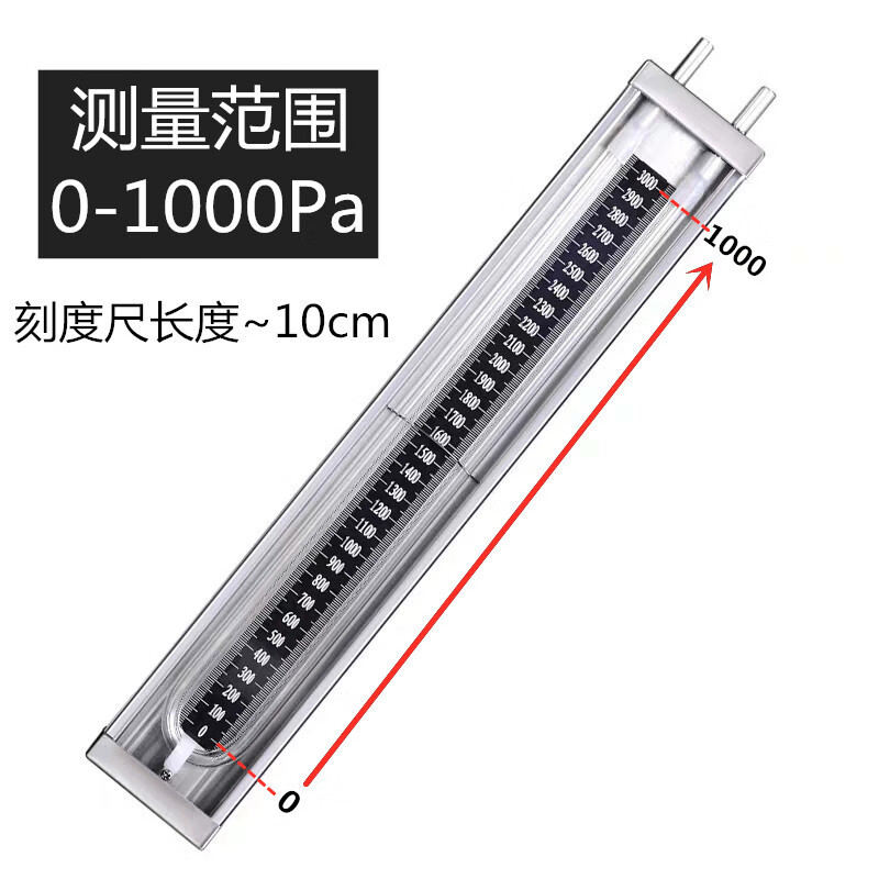 匡建仪表全不锈钢U型压力计 有机管压力计 压差表天然气管道检测U型压力计 0-1000Pa(送胶管一米)