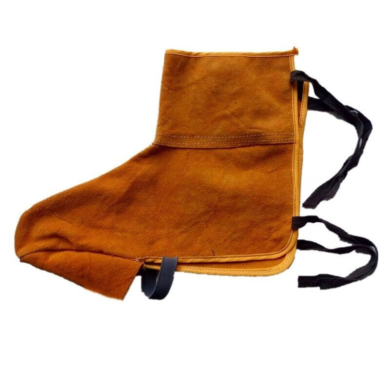 电焊护脚套全脚牛皮盖护脚护腿防烫焊工鞋套焊接脚套防护用品 黄色