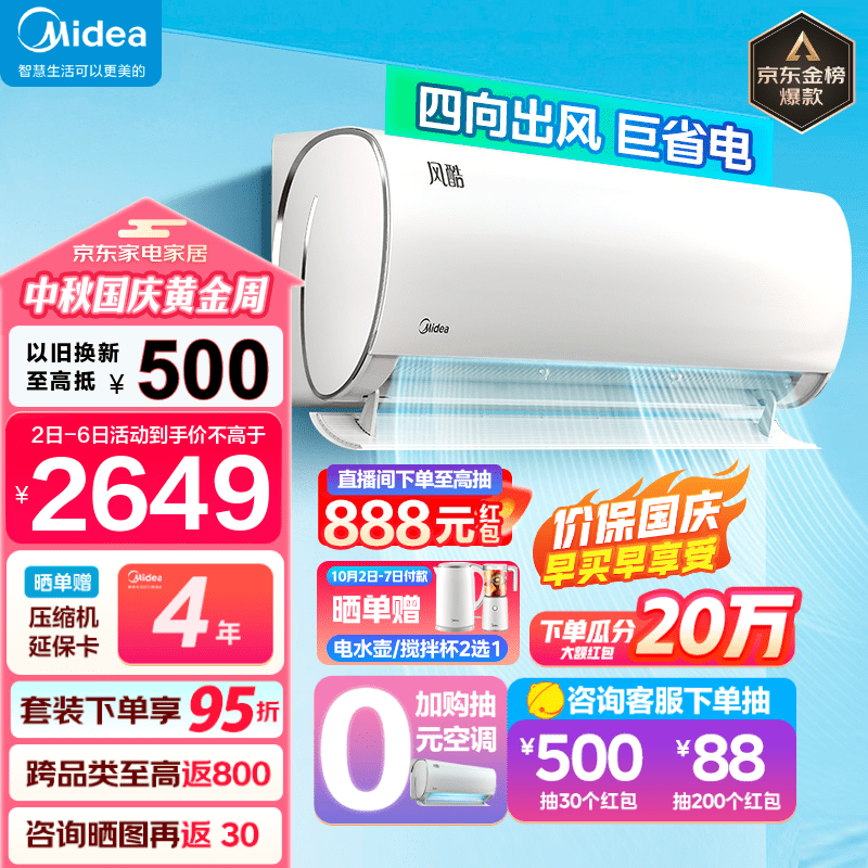 美的（Midea）空调  风酷 省电新一级能效 变频冷暖 高温自清洁 智能除湿 壁挂式卧室空调挂机 1.5匹-风酷XHC1使用感如何?