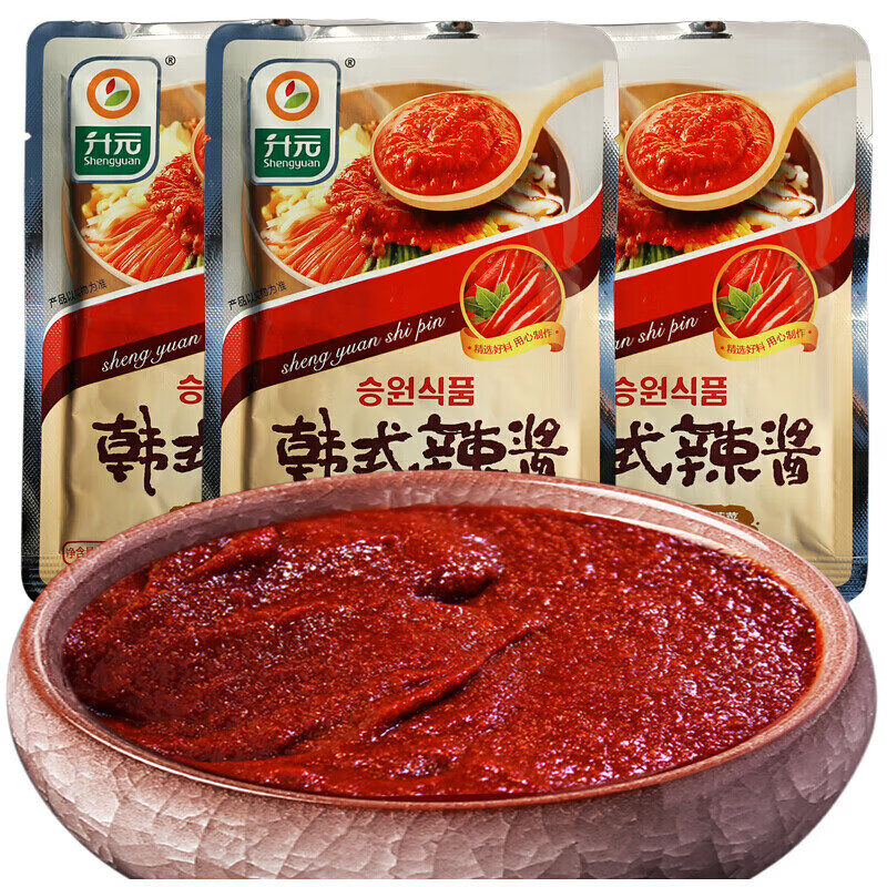 升元韩式辣酱韩式石锅拌饭辣椒酱炒年糕调料甜辣调味酱 韩式辣酱100g*5袋
