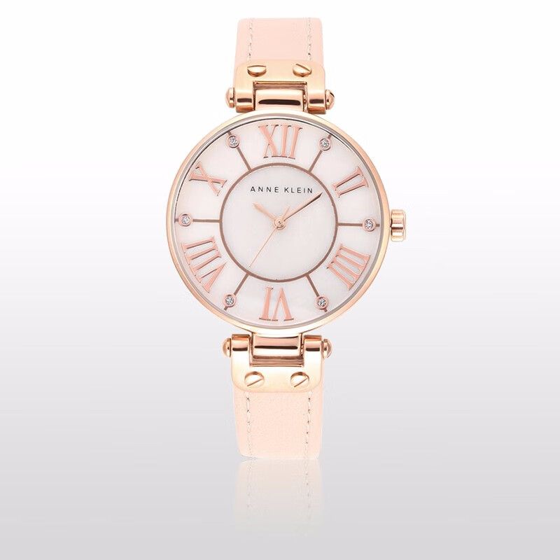 安妮克莱因ANNE KLEIN欧美表AK女士手表复古时尚罗马数字贝母盘面石英腕表 贝母表盘10-9918RGLP