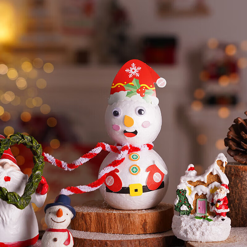 山头林村圣诞手工diy小雪人幼儿园自制创意保丽龙雪人材料包儿童创意