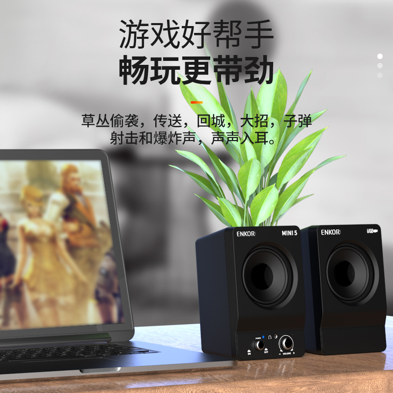 恩科（ENKOR）mini5 电脑音响家用台式桌面音箱笔记本usb迷你重低音喇叭手机游戏小钢炮