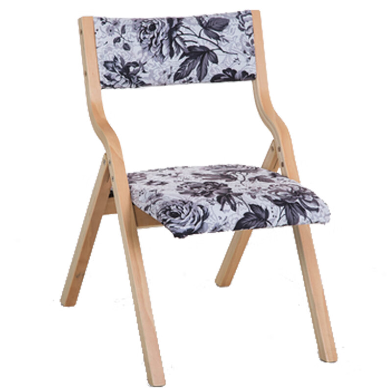 杰妃实木折叠椅子便携家用靠背椅简约现代北欧木质餐椅休闲凳子会议椅 水墨大花