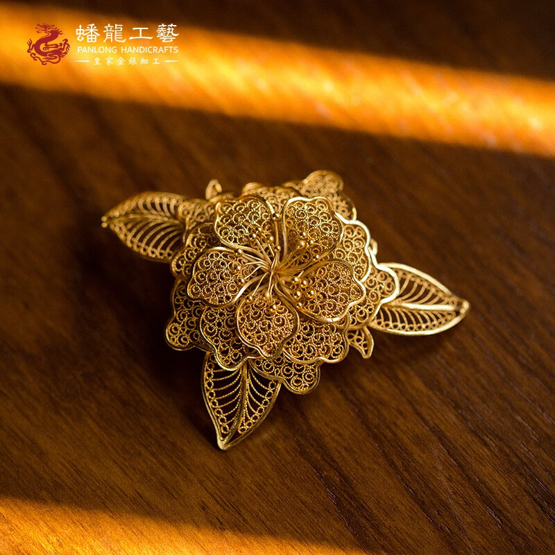 银阔 蟠龙工艺 高档礼品 收藏品 足银  金银器  花丝 镀金 金花美眷