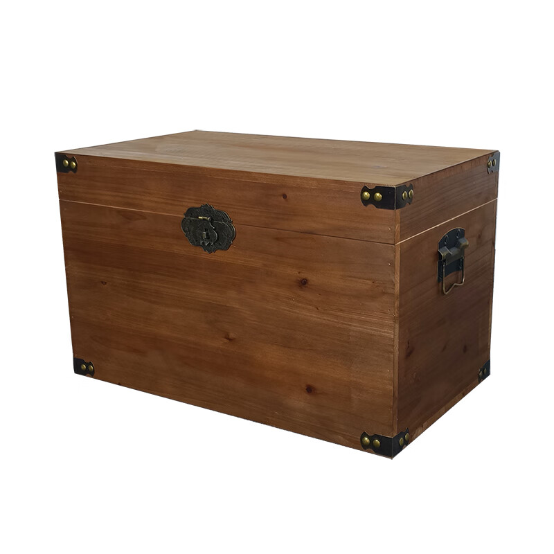 奥德雅 木质收纳箱复古木箱子大号长方形家用定制带锁储物箱整理小
