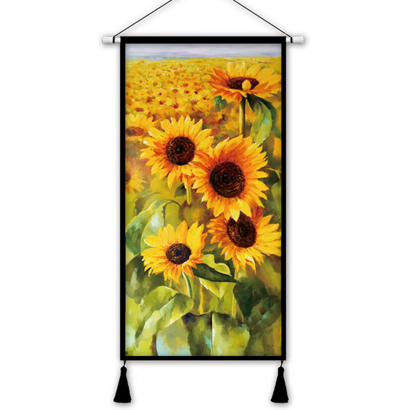 挂毯太阳花静物风景画油画客厅卧室玄关布画挂画背景装饰 01 太阳花田