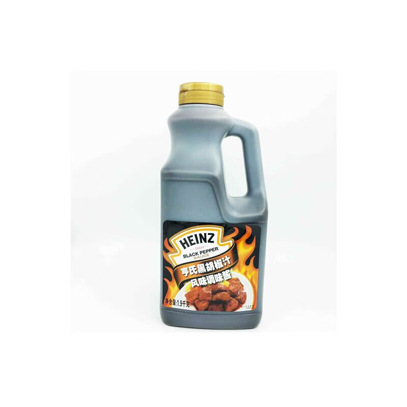 亨氏（Heinz）黑胡椒汁1.9KG 大瓶黑胡椒風(fēng)味調味醬意大利面牛排牛扒烤肉醬 亨氏黑椒汁1.9L單瓶